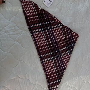 Free People Red and Black Plaid Hair Scarf
